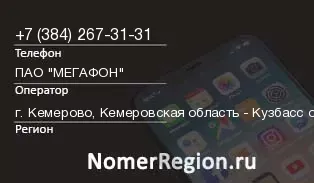Кто звонил с 3842673131 - регион и оператор
